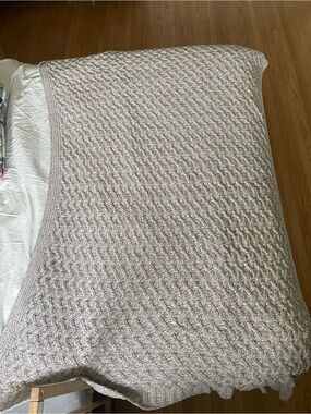 Beige | The Farmhouse | Cozy Knit Cable Throw Blanket | Queen footer